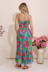 Vacay Views Floral Front Tie Midi Dress