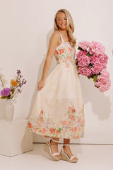 Lovely Blooms Floral Eyelet Midi Dress
