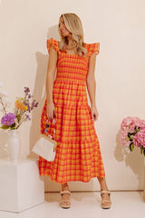 Sunburst Chic Gingham Midi Dress