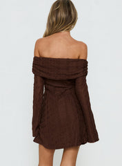 Colettie Long Sleeve Mini Dress Chocolate