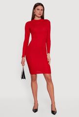 Long Sleeve Sweater Dress with Greek Key Pattern