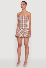 Plaid Strapless Skater Dress