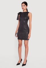 Glitter Sleeveless Tie Shoulder Strap Mini Dress