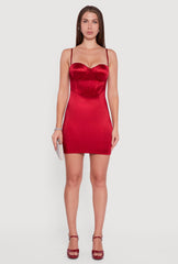 Satin Sleeveless Sweetheart Bustier Dress