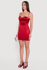 Satin Sleeveless Sweetheart Bustier Dress