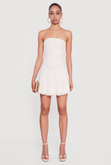 Lace Ruched Mini Tube Dress