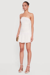 Lace Ruched Mini Tube Dress