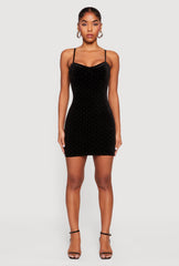 Velvet Bustier Mini Dress with Rhinestones