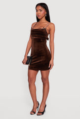 Velvet Bow Detail Tie Back Mini Dress