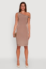 Ruched One Shoulder Bodycon Mini Dress