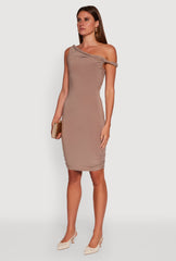 Ruched One Shoulder Bodycon Mini Dress