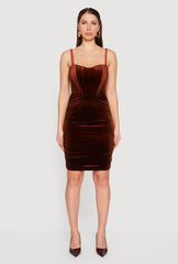 Velvet Ruched Corset Mini Dress