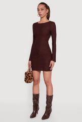 Keyhole Back Textured Mesh Mini Dress