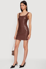 Faux Leather Zip Back Bodycon Mini Dress