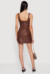 Faux Leather Zip Back Bodycon Mini Dress