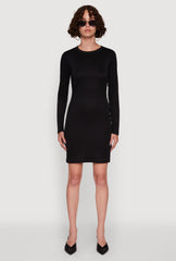 Ribbed Knit Long Sleeve Mini Dress