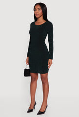Almost Famous Lurex Long Sleeve Tie Back Cut Out Mini Dress