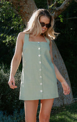 Everly Mini Dress ~ Field Green Gingham