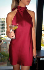 Lisa Mini Dress ~ Cranberry Luxe Satin