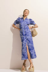 Blue & White Striped Floral Louisa Maxi Dress