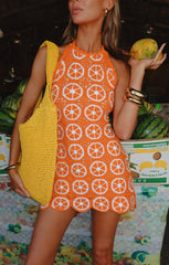 Happy Halter Mini Dress ~ Orange Crochet