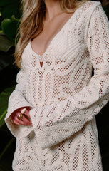 Anywhere Mini Dress ~ White Sand Crochet