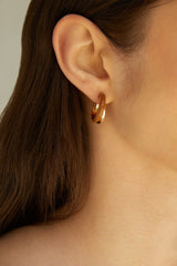 DOUBLE LAYERED HOOP STONE EARRING
