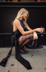 Ludlow Mini Dress ~ Black Luxe Satin