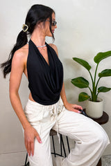 It Girl Energy Backless Halter Top (Black)