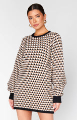Marion Sweater Dress ~ Black Geo Knit