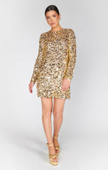 Maddison Mini Dress ~ Gold Metallic Sequins