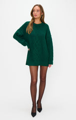 Canyon Tunic Sweater ~ Emerald Cable Knit