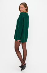 Canyon Tunic Sweater ~ Emerald Cable Knit