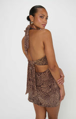 Kate Halter Mini Dress ~ Shell Sparkle Stretch