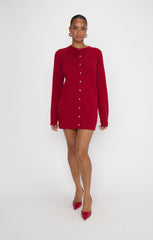 Marguerite Cardigan Dress ~ Lover Red Knit