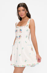 Demi Mini Dress ~ Wild Meadow Embroidery