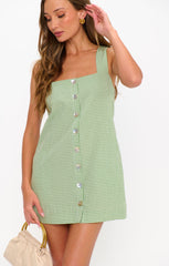 Everly Mini Dress ~ Field Green Gingham