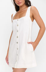 Everly Mini Dress ~ White Linen