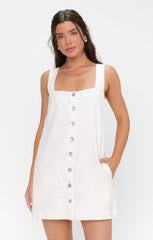 Everly Mini Dress ~ White Linen