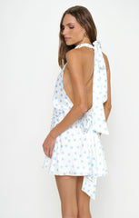 Brynn Mini Dress ~ Powder Blue Polka Dot