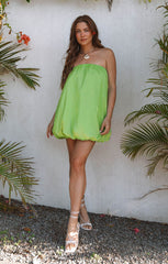 Beverly Bubble Dress ~ Key Lime Light Taffeta