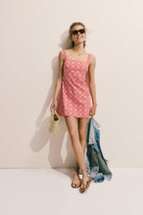 Red Geo Floral Volos Mini Dress