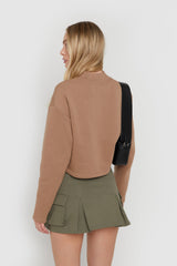 CROPPED MOCK NECK SWEATSHIRT