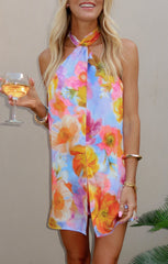 Twist Mini Dress ~ Brushed Blooms