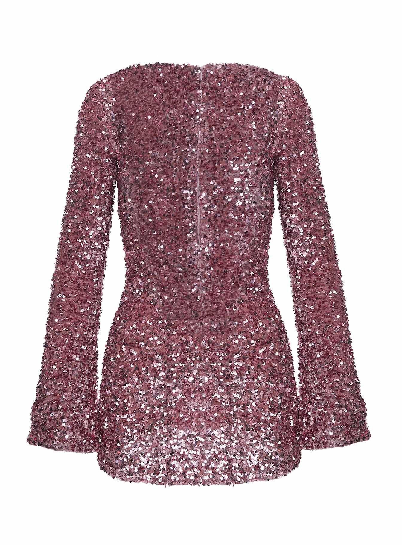 Vinelle Long Sleeve Mini Dress Dusty Pink