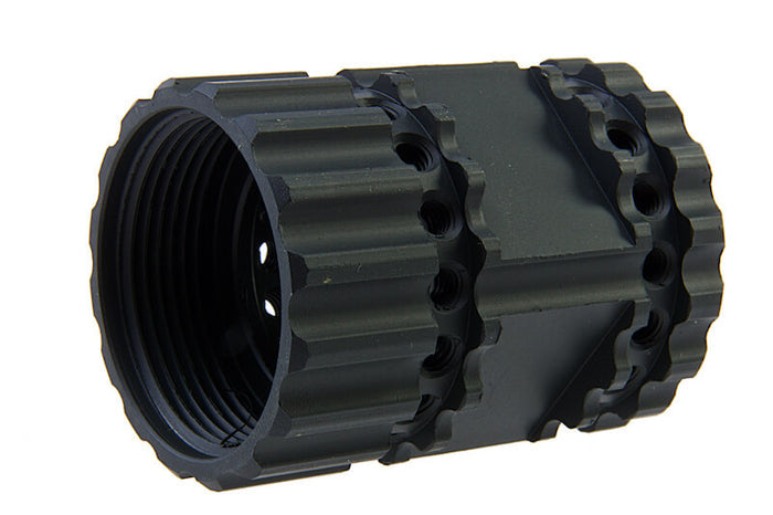 ARES Octarms Tactical M-LOK handguard, mørk jordfarve, monteret på våben