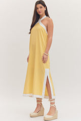 The Solara Contrast Halter Midi Dress