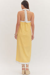 The Solara Contrast Halter Midi Dress