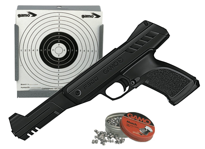 Gamo P-900 luftpistol sæt i sort farve med skydeskive