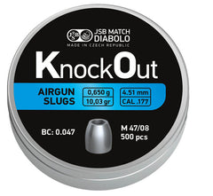 JSB KnockOut Slugs, 500 stk, 4,51 mm(.177) JSB Match Diabolo